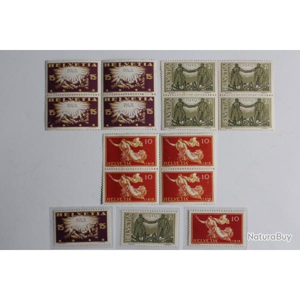 Timbres Suisse pour la paix bloc 4x srie 1919