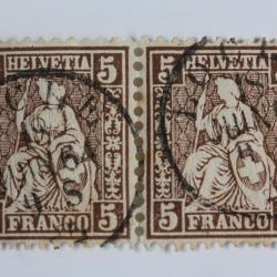 Timbres Suisse 5 Rp Helvétie assise 1881