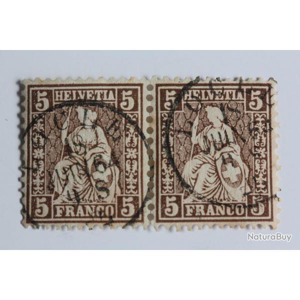 Timbres Suisse 5 Rp Helvtie assise 1881