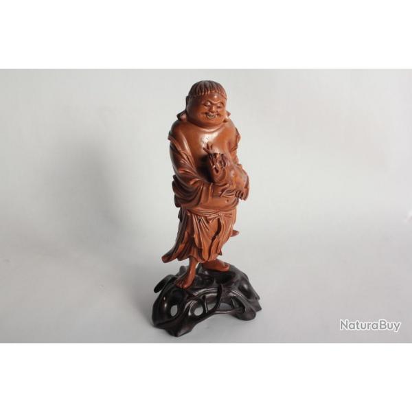 Sculpture Okimono bois pcheur Japon Japon