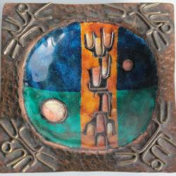 Coupelle émaux cuivre martelé Inde Larsen Toubro