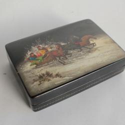 Boîte laquée Russe Fedoskino 1963 Troïka