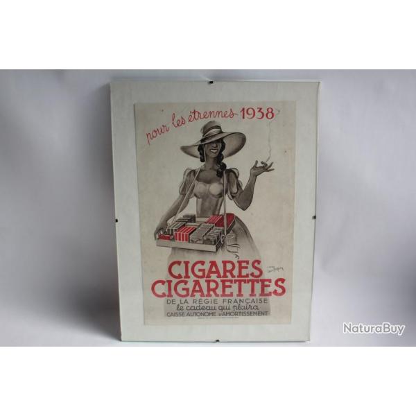 Affiche publicitaire cigarettes de la rgie franaise 1938