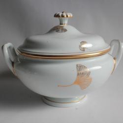 MEISSEN Soupière porcelaine Ginkgo