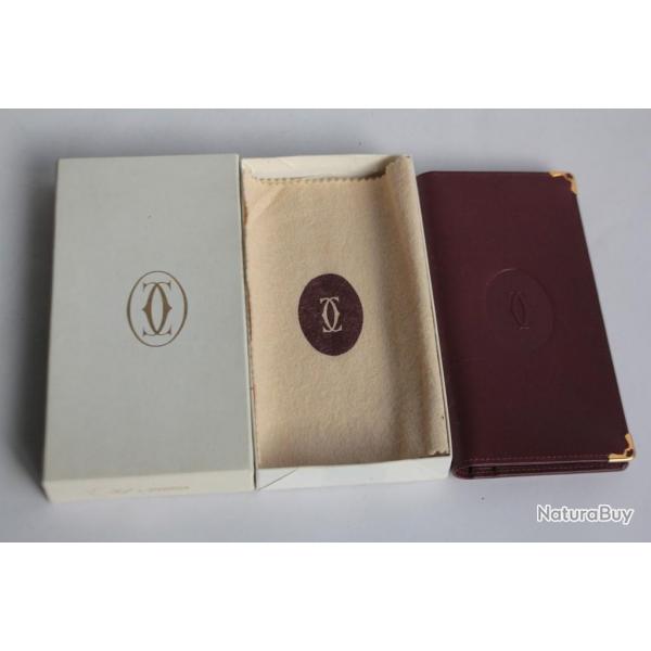CARTIER Portefeuille Porte-cartes cuir bordeaux