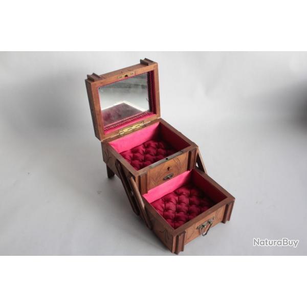 Bote bijoux bois Art populaire Suisse Brienz Edelweiss