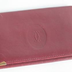 CARTIER Portefeuille Porte-cartes cuir bordeaux