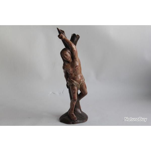 Sculpture Saint Sbastien bois polychrome Espagne XVIIIe sicle