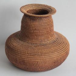 Ancien vase vannerie Chine panier tressé