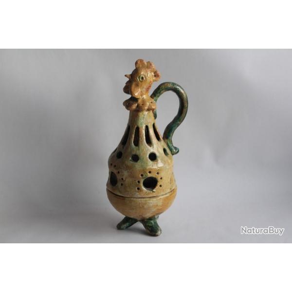 Photophore Brle-encens zoomorphe cramique Coq