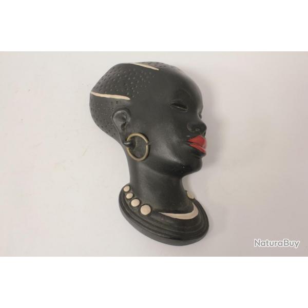 Masque mural cramique femme africaine Gmundner Keramik Autriche