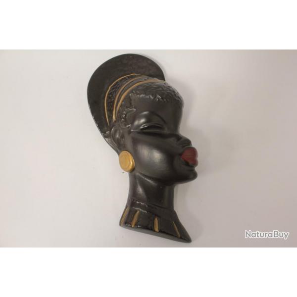 Masque murale cramique femme africaine