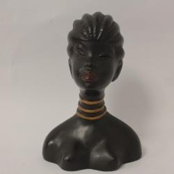 Sculpture céramique buste femme africaine