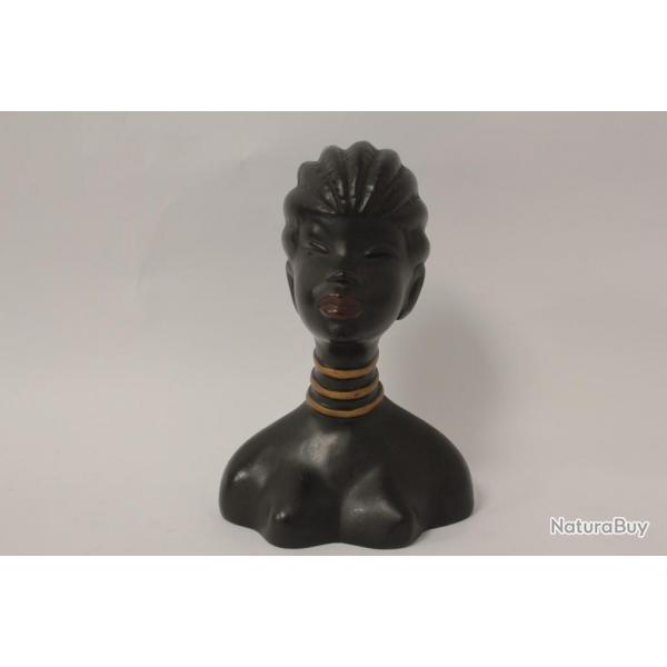 Sculpture cramique buste femme africaine