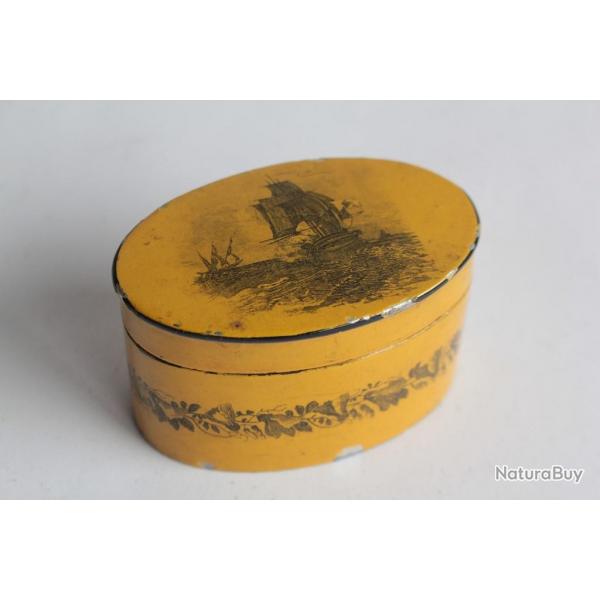 Petite boite tle lithographie Bateaux XIXe sicle