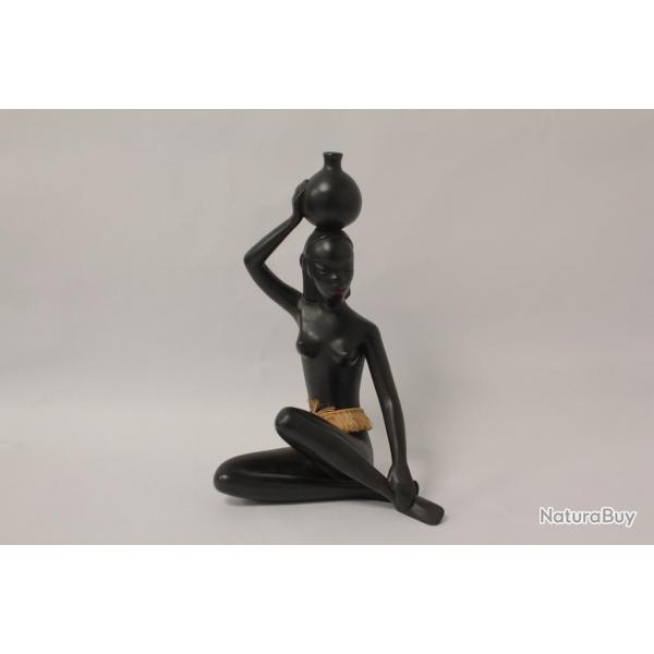 Sculpture cramique femme africaine Gmundner Keramik Autriche