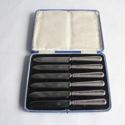 6 Couteaux fruits argent anglais Walker & Hall Sheffield