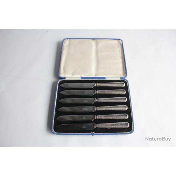 6 Couteaux fruits argent anglais Walker & Hall Sheffield