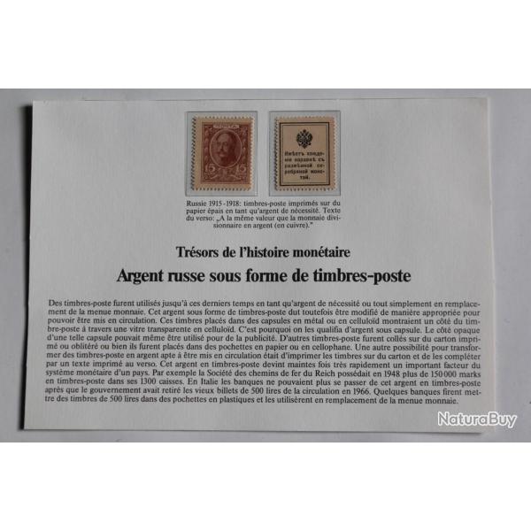 Timbres-poste 15 Kopeks Argent de ncessit Russie 1915-1918