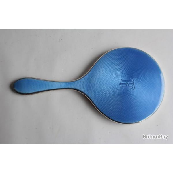 Miroir Face  main argent maill guilloch