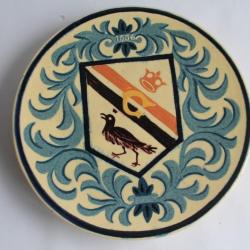 Plat terre vernissée René NICOLE Armoirie GOLAY céramique Savoyarde