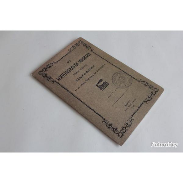 Carte ferroviaire rimpression Schweizerische Nordbahn Zurich Baden 1847