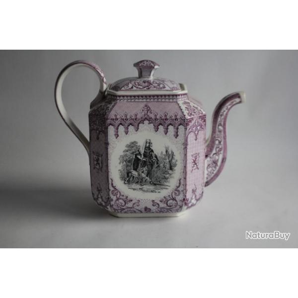 Ancienne Cafetire rectangulaire porcelaine Personnages illustres XIXe