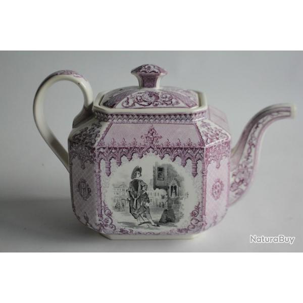 Ancienne Cafetire rectangulaire porcelaine Personnages illustres XIXe