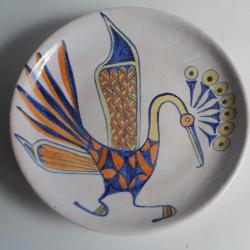 LIFAS Assiette céramique émaillée Oiseau Bonifas