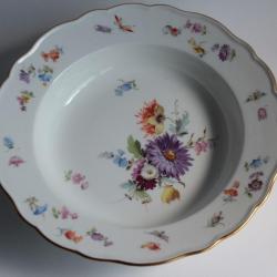 MEISSEN Assiette creuse porcelaine Fleurs Papillons XIXe siècle