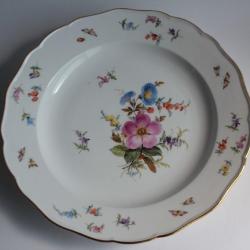 MEISSEN Assiette porcelaine Fleurs Papillons XIXe siècle