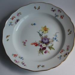 MEISSEN Assiette porcelaine Fleurs Papillons XIXe siècle