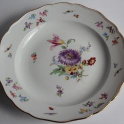 MEISSEN Assiette porcelaine Fleurs Papillons XIXe siècle