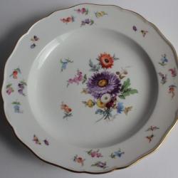 MEISSEN Assiette porcelaine Fleurs Papillons XIXe siècle