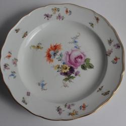 MEISSEN Assiette porcelaine Fleurs Papillons XIXe siècle