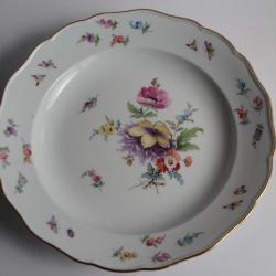 MEISSEN Assiette porcelaine Fleurs Papillons XIXe siècle