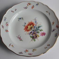 MEISSEN Assiette porcelaine Fleurs Papillons XIXe siècle