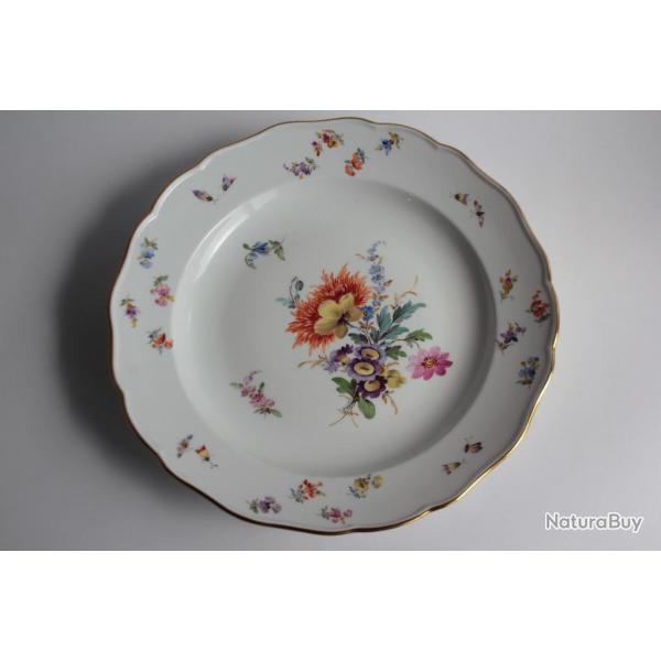 MEISSEN Assiette porcelaine Fleurs Papillons XIXe sicle