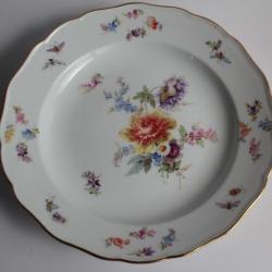 MEISSEN Assiette porcelaine Fleurs Papillons XIXe siècle