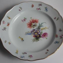 MEISSEN Assiette porcelaine Fleurs Papillons XIXe siècle