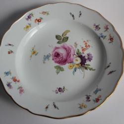 MEISSEN Assiette porcelaine Fleurs Papillons XIXe siècle