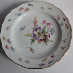 MEISSEN Assiette porcelaine Fleurs Papillons XIXe siècle