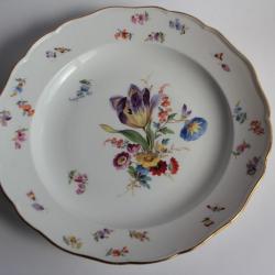 MEISSEN Assiette porcelaine Fleurs Papillons XIXe siècle