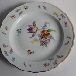 MEISSEN Assiette porcelaine Fleurs Papillons XIXe siècle
