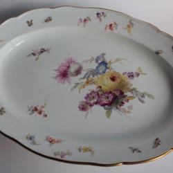 MEISSEN Plat porcelaine Fleurs Papillons XIXe siècle