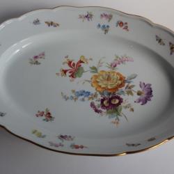 MEISSEN Plat porcelaine Fleurs Papillons XIXe siècle