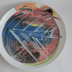 HANS ERNI Assiette Air Transport 1962 Le Cosmos
