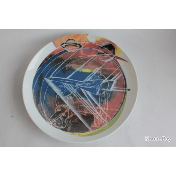 HANS ERNI Assiette Air Transport 1962 Le Cosmos