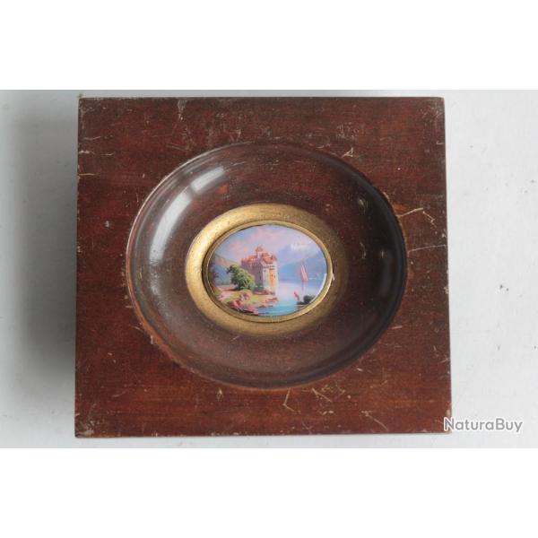 Peinture miniature maux sur cuivre Chteau de Chillon Suisse