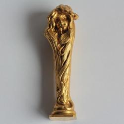 Charles KORSCHANN Sceau bronze doré Femme Art Nouveau